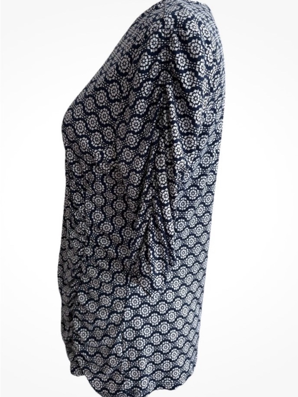 Style & Co Navy & White Printed V-Neck Wrap Front Top Size PL - Picture 4 of 4